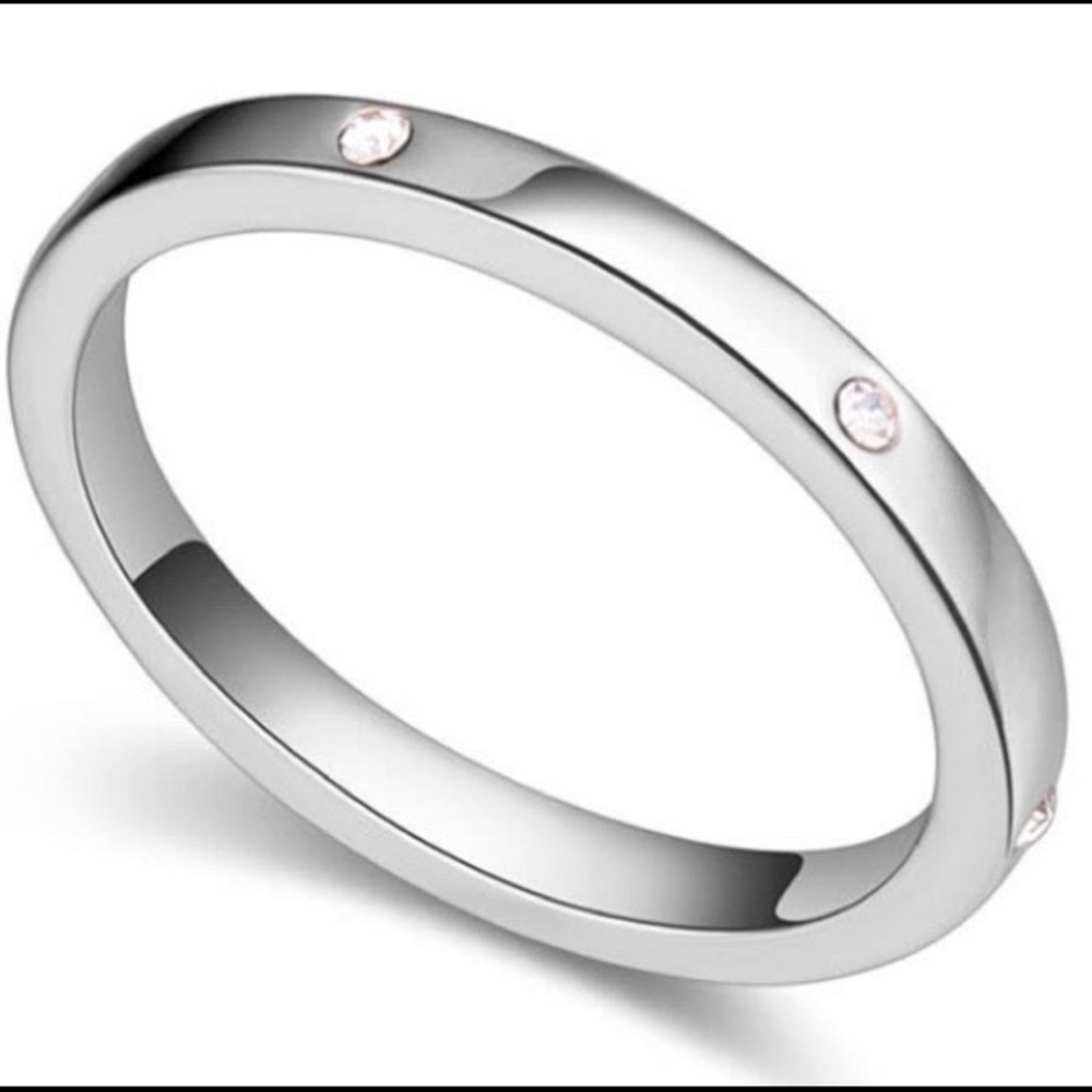 Kpop Rings Rhodium Plated Crystal Ring